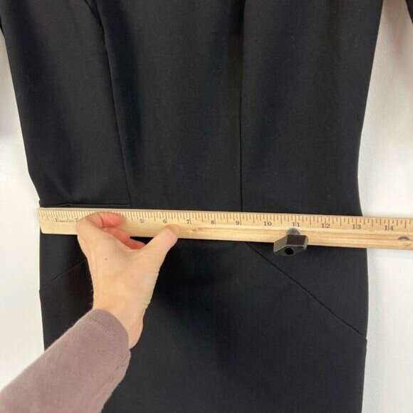 Office Little Black Dress Low Back Stretch Workwear Size XS Cocktail Midi - Picture 12 of 15
